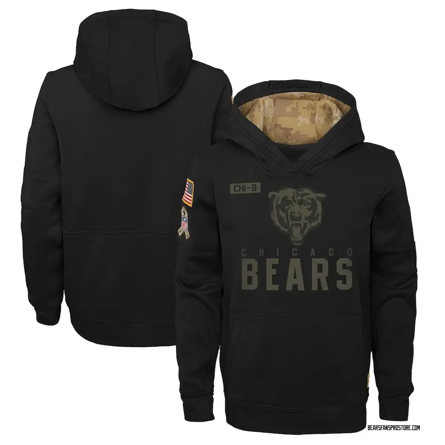 Youth Chicago Bears Black 2020 Salute to Service Pullover Performance ...